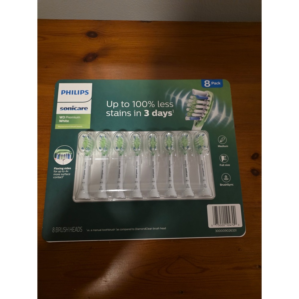 Philips Sonicare W3 Premium White Replacement Brush Heads 8 Pack HX9068/80 White